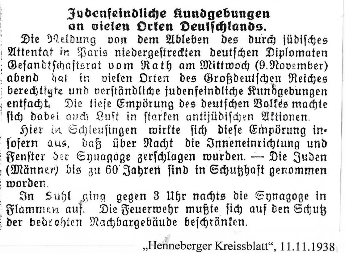 Auszug aus dem „Henneberger Kreisblatt“